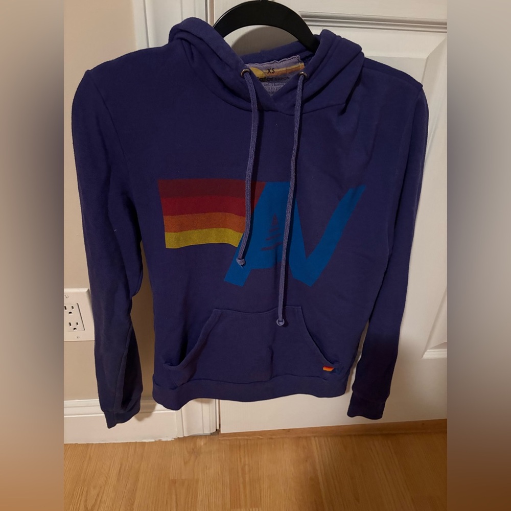 Aviator Nation Purple Hoodie with Multicolor Logo